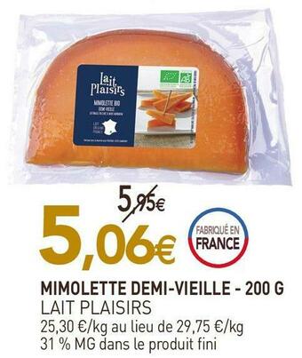 naturéO Lait plaisirs mimolette demi-vieille offre