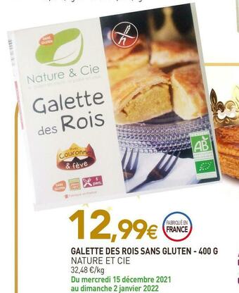 naturéO Nature et cie galette des rois sans gluten offre