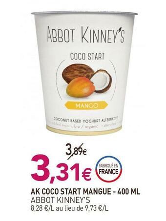 naturéO Abbot kinney's ak coco start mangue - 400 ml offre