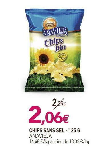naturéO Anavieja chips sans sel offre