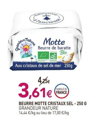 naturéO Grandeur nature beurre motte cristaux sel offre