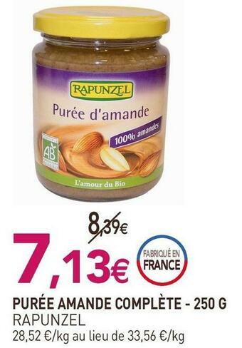 naturéO Rapunzel purée amande complète - 250 g offre
