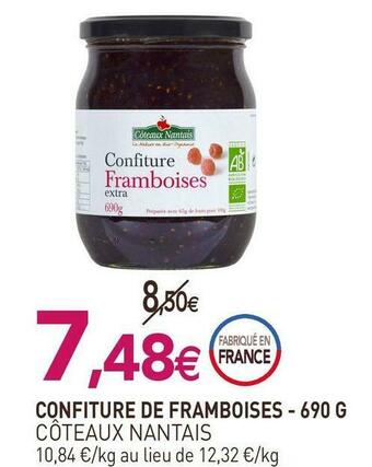 naturéO Côteaux nantais confiture de framboises offre