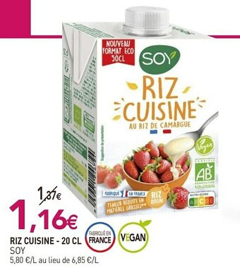 naturéO Soy riz cuisine offre