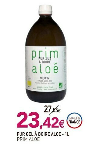 naturéO Prim aloé pur gel à boire aloe - 1l offre