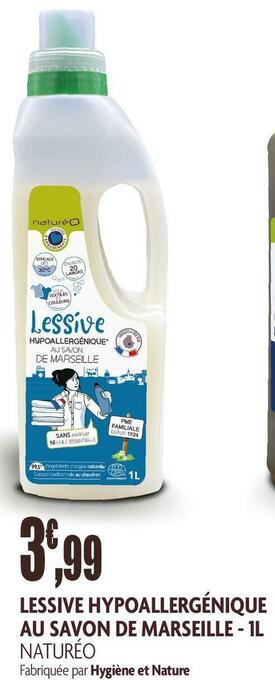 naturéO Naturéo lessive hypoallergénique au savon de marseille offre