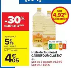 Carrefour Contact Carrefour - classic huile de tournesol offre