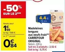 Carrefour - madeleines longues aux oeufs frais