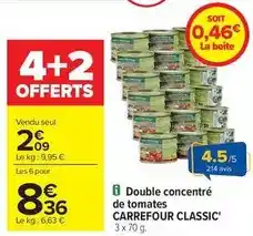Carrefour Contact Carrefour - double concentré de tomates classic' offre