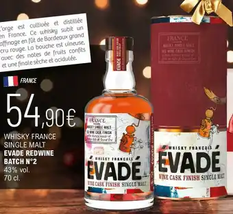 La Vignery Whisky france single malt evade redwine batch n°2 43% vol. offre