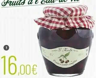 Fruits Ă lâeau de vie g.miclo cerise semi confite sans queue et noyaux 15% vol.