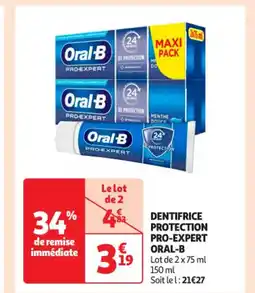 Auchan Supermarché ORAL-B Dentifrice protection pro-expert offre