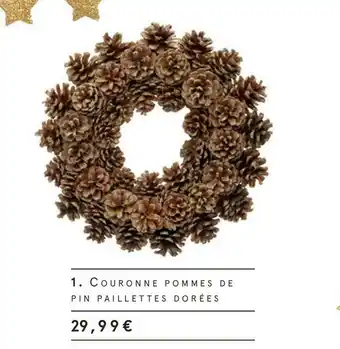 Monoprix Couronne pommes pin pailletes dorées offre
