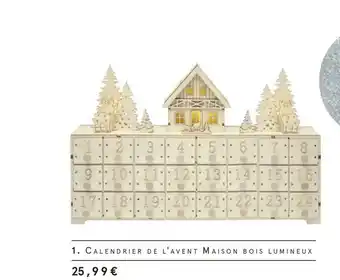 Monoprix Calendrier de l'avent maison bois lumineux offre