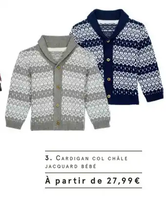 Monoprix Jacquard cardigan col châle jacqueard bébé offre