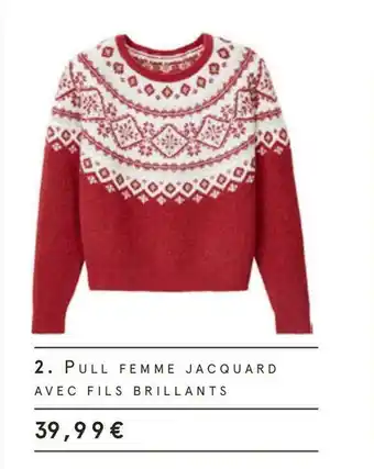 Monoprix Pull femme jacquard avec fils brillants offre