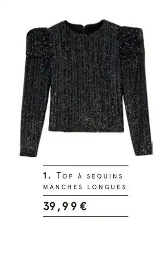 Monoprix Top à sequins manches longues offre