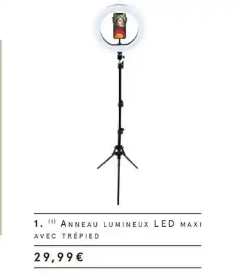 Monoprix Anneau lumineux led maxi avec trépied offre