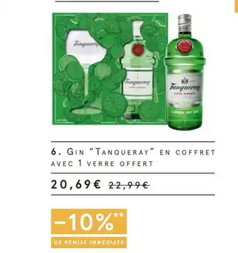 Monoprix Tanqueray gin en coffret avec 1 verre offert offre