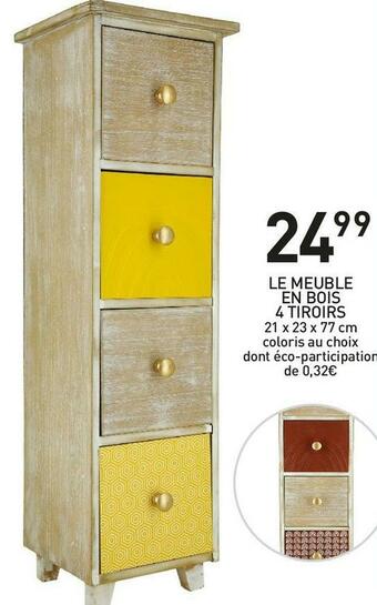 Le meuble en bois 4 tiroirs