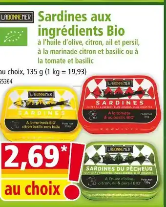 Norma LABONNEMER Sardines aux ingrédients bio offre