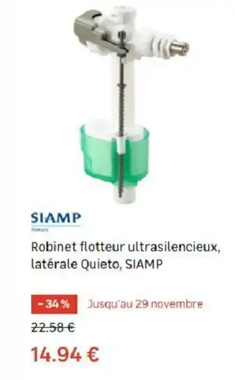 Robinet flotteur ultrasilencieux