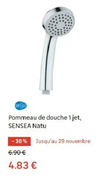 Pommeau de douche 1 jet, SENSEA natu
