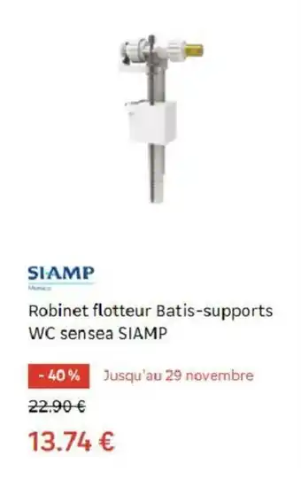 Leroy Merlin Robinet flotteur batis-supports WC sensea SIAMP offre