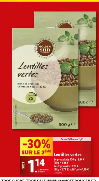 Lidl Lentilles vertes offre