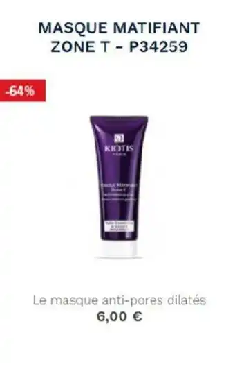 Masque matifiant zone t