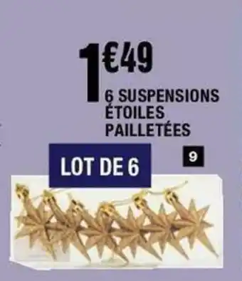 6 Suspensions étoiles pailletées