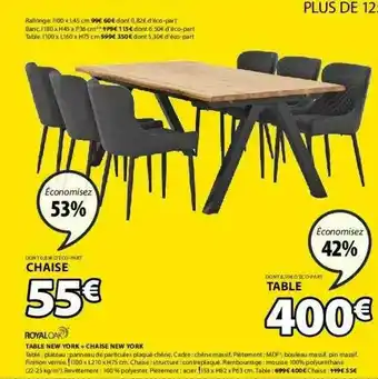 JYSK Table New York + Chaise New York Royal Oak offre