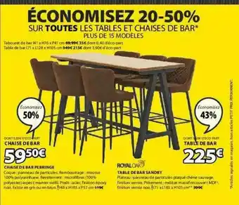 JYSK Chaise De Bar Pebringe, Table De Bar Sandby Royal Oak offre