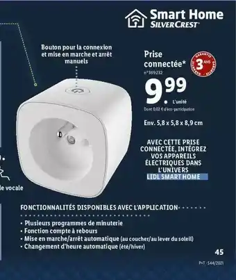 Lidl Prise Connectée Smart Home SilverCrest offre