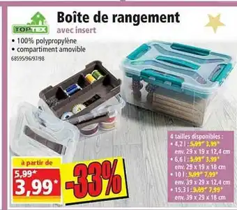 Norma Boîte De Rangement Avec Insert Toptex offre