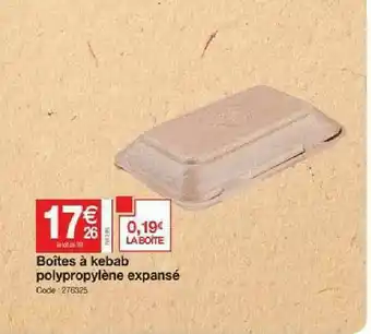 Promocash Boîtes à Kebab Polypropylène Expansé offre