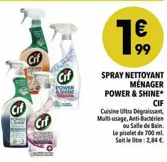 Supeco Spray Nettoyant Ménager Power & Shine Cif offre