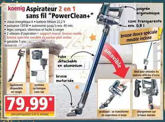 Norma Aspirateur 2 en 1 Sans Fil "PowerClean+" offre