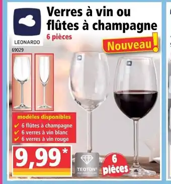 Norma verres A Vin Ou Flutes A Champagne offre