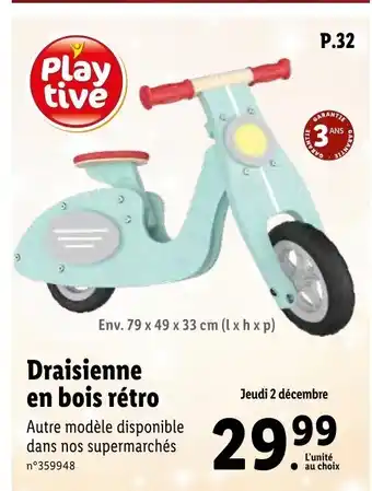 Lidl Draisienne En Bois Rétro offre