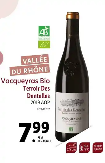 Lidl Vacqueyras Bio Terroir Des Dentelles offre