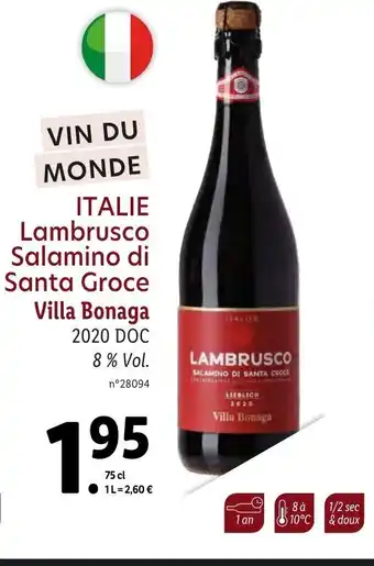 Lidl Italie Lambrusco Salamino Di Santa Groce Villa Bonaga offre