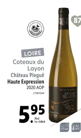 Lidl Coteaux Du Layon Chateau Piegue offre