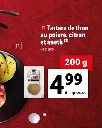 Lidl Tartare De Thon Au Poivre Citron Et Aneth offre