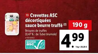 Lidl Crevettes ASC Décortiquées Sauce Beurre Truffé offre