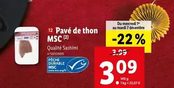 Lidl Pavé De Thon MSC offre