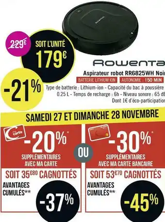 Rowenta aspirateur robot rr6825wh noir