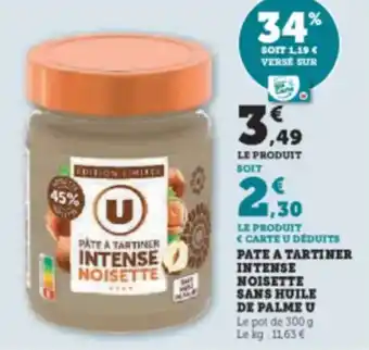 Hyper U U Pate a tartiner intense noisette sans huile de palme offre