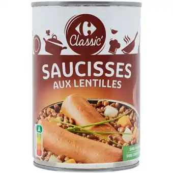 Carrefour CARREFOUR CLASSIC' Saucisses aux Lentilles offre