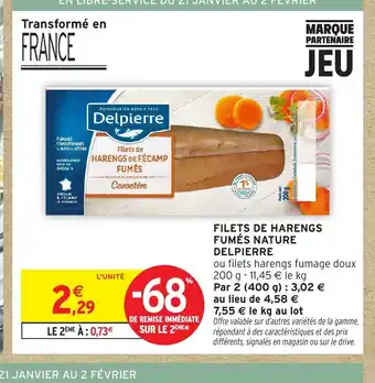 Intermarché DELPIERRE Filets de harengs fumés nature offre